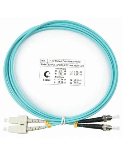 Шнур оптический duplex SC-ST 50/125 mm OM3 2м LSZH Cabeus FOP-50-SC-ST-2m в Первоуральске Патч-корды и пигтейлы Pintop.ru