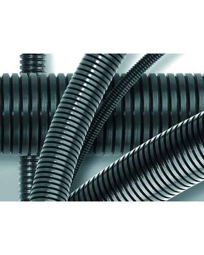 Труба ПА 6 гибкая гофр. д.13мм, ПВ-0, без протяжки, 100м, цвет тёмно-серый DKC 80013 в Первоуральске Труба гофрированная Pintop.ru