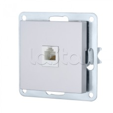 Розетка телефонная RJ-12 с накладкой (серебристый металлик) LK 80 Экопласт (845503-1)