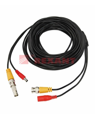 Шнур соединительный BNC-BNC для систем видеонаблюдения, с питанием (DC) от камеры (18 м) REXANT (18-1718) в Первоуральске Патч-корды и пигтейлы Pintop.ru