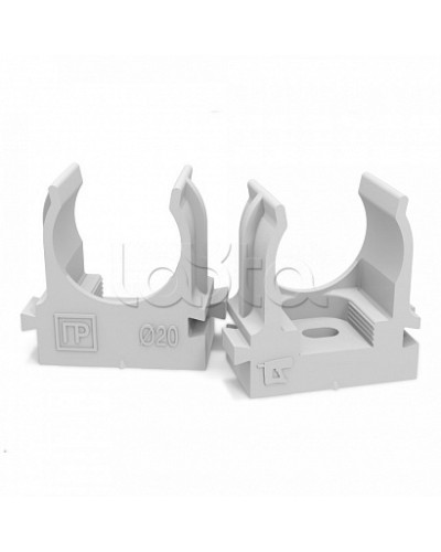 Крепеж-клипса для труб атмосферостойкая для монтажного пистолета серая в п/э d20 мм (100шт/900шт уп/кор) Промрукав (PR13.0402) в Первоуральске Держатели, клипсы, скобы Pintop.ru