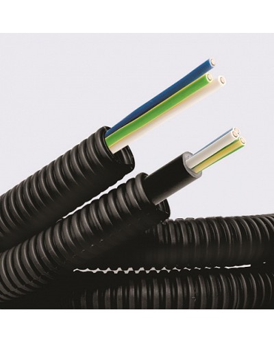 Электротруба ПНД гибкая гофр. д.16мм, цвет черный, с кабелем ВВГнг(А)-LS 3х1,5мм² РЭК ГОСТ+, 50м DKC 7L71650 в Первоуральске Труба гофрированная Pintop.ru