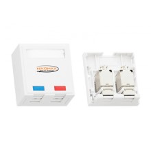 Розетка RJ45 2 порта, кат.5e белая NIKOMAX (NMC-WO2UD2-FT-ST-WT)