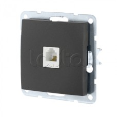 Розетка телефонная RJ-12 с накладкой (черный бархат) LK60 Экопласт (865508-1)