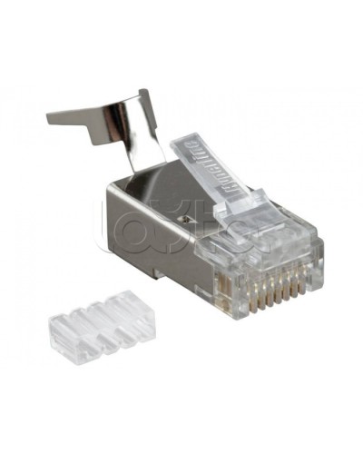 Разъем RJ-45(8P8C) под витую пару, категория 6A, экранированный, со вставкой Hyperline PLUG-8P8C-UV-C6A-SH-50 в Первоуральске Коннекторы и разъемы Pintop.ru