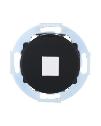 Розетка телефонная RJ-12 с накладкой (черный) Vintage (885508-1) в Первоуральске Розетки компьютерные и телефонные Pintop.ru