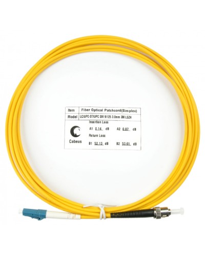 Шнур оптический simplex LC-ST 9/125 sm 3м LSZH Cabeus FOP(s)-9-LC-ST-3m в Первоуральске Патч-корды оптические Pintop.ru