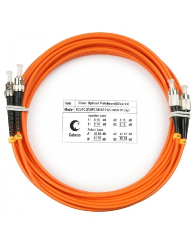 Шнур оптический duplex FC-ST 62,5/125 mm 5м LSZH Cabeus FOP-62-FC-ST-5m в Первоуральске Патч-корды оптические Pintop.ru