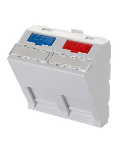 Адаптер 45 × 45 мм для 2 модулей Keystone, наклонный, белый Eurolan (16B-45-04WT) в Первоуральске Модули Keystone Pintop.ru