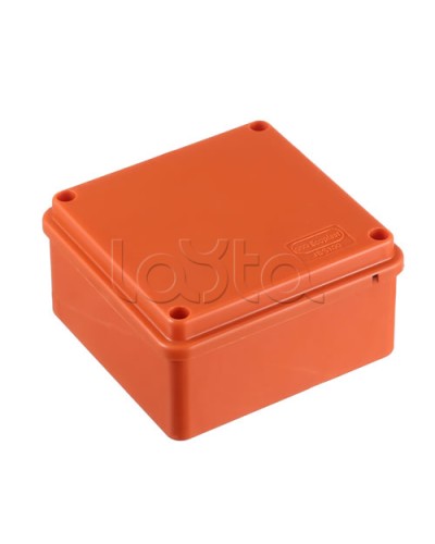 JBS100 Коробка огн. E110, о/п 100х100х55мм, с гладкими стенками, без галогена, IP56, 4P, (2,5-16 мм2), цвет оранж. Экопласт (42327HF) в Первоуральске Коробки (ОКЛ) Экопласт Pintop.ru
