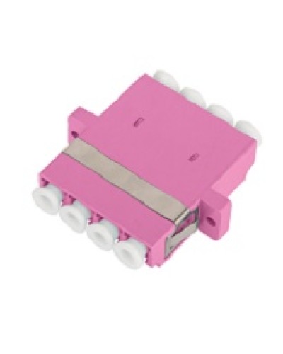 Адаптер NIKOMAX волоконно-оптический, соединительный, многомодовый, стандарта OM4, LC/UPC-LC/UPC, квадро, пластиковый, без шторки, с фланцами, маджента, уп-ка 2шт. в Первоуральске Проходные адаптеры и розетки оптические Pintop.ru