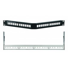 Коммутационная угловая панель 19” наборная, FTP, 1U, 24 порта, черный Eurolan (27A-00-24BL)