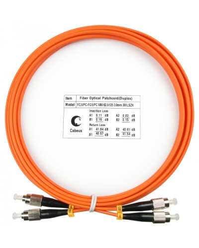 Шнур оптический duplex FC-FC 62,5/125 mm 3м LSZH Cabeus FOP-62-FC-FC-3m в Первоуральске Патч-корды оптические Pintop.ru