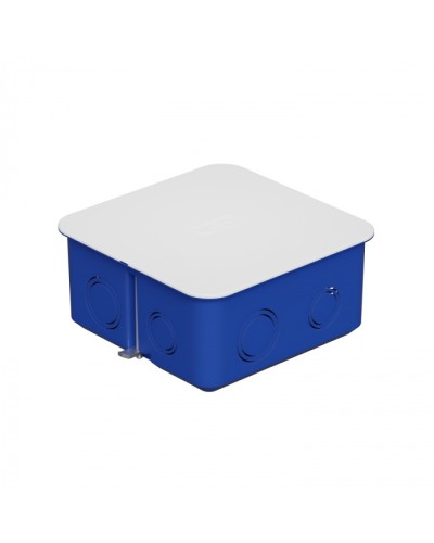 Коробка распред. с крышкой для г/к 100x100х50мм с металл. лапками, без галогена, синий IP30 Экопласт (44667HF) в Первоуральске Распределительные коробки Pintop.ru