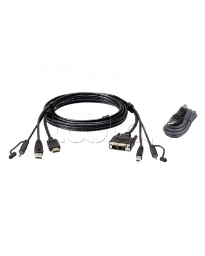 Комплект кабелей USB, HDMI-DVI-D для защищенного KVM-переключателя (1.8м) ATEN 2L-7D02DHX2 в Первоуральске Видеоусилители, Модуляторы, Делители Pintop.ru
