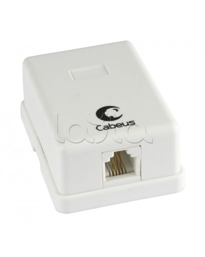 Розетка телефонная RJ-12(6P4C), одинарная, внешняя, белая Cabeus WS-6P4C-TEL-1 в Первоуральске Розетки компьютерные и телефонные Pintop.ru
