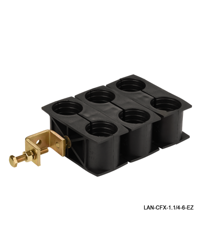 Комплект крепления для 6-ти коаксиальных кабелей диаметром 1-1/4, со струбциной LANMASTER LAN-CFX-1.1/4-6-EZ в Первоуральске Аксессуары для стоек и шкафов Pintop.ru