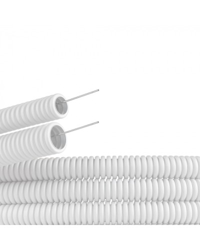 Труба ПЛЛ гибкая гофр. не содержит галогенов д.20мм, ПВ-0, с протяжкой,100м, цвет белый DKC (81820) в Первоуральске Труба гофрированная Pintop.ru