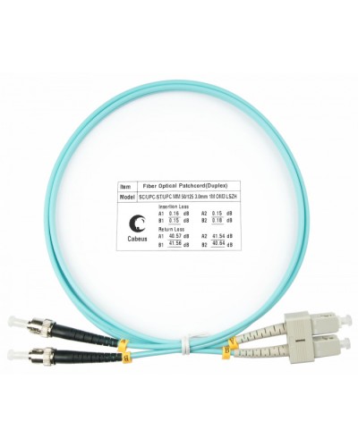 Шнур оптический duplex SC-ST 50/125 MM OM3 1 м LSZH Cabeus FOP-50-SC-ST-1M в Первоуральске Патч-корды и пигтейлы Pintop.ru