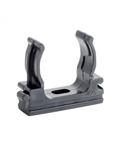 CF25G Держатель (клипса), без галогена, для труб D25мм, цвет чёрный (10шт) Экопласт (41725-10HF-BL) в Первоуральске Держатели, клипсы, скобы Pintop.ru