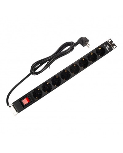 Блок распределения 19 (PDU) с выключателем на 16А, 8 разъемов SHUKO, шнур питания 1,8 м, черныйDatarex DR-432121 в Первоуральске Блоки розеток Pintop.ru