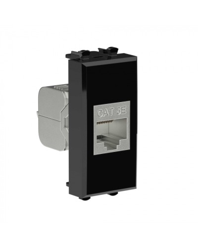 Avanti Компьютерная розетка RJ-45 без шторки модульная, кат.5е экран., Черный квадрат 1модуль DKC (4402761) в Первоуральске Коннекторы Pintop.ru