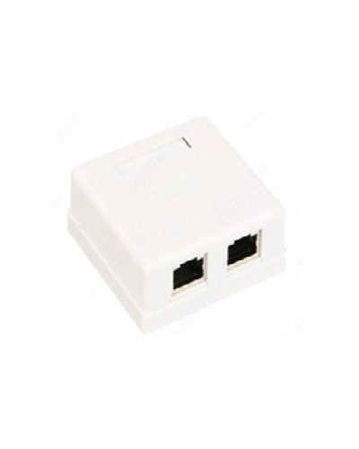 Розетка компьютерная RJ-45 (8P8C), категория 5e, двойная, внешняя (настенная), Dual IDC, белая в Первоуральске Розетки компьютерные и телефонные Pintop.ru