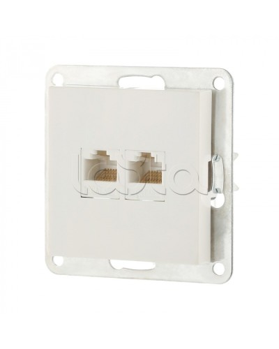 Розетка компьютерная двойная 2хRJ-45 кат.5е с накладкой (белый) LK80 Экопласт (846204-1) в Первоуральске Розетки компьютерные и телефонные Pintop.ru