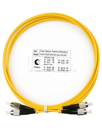 Шнур оптический duplex FC-FC 9/125 sm 2м LSZH Cabeus FOP(d)-9-FC-FC-2m в Первоуральске Патч-корды оптические Pintop.ru