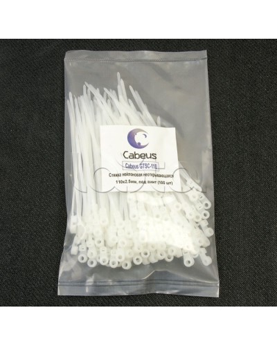 Стяжка нейлоновая неоткрывающаяся, безгалогенная (halogen free), 110x2.5мм, под винт (100 шт) Cabeus GTSC-110 в Первоуральске Стяжки-хомуты Pintop.ru