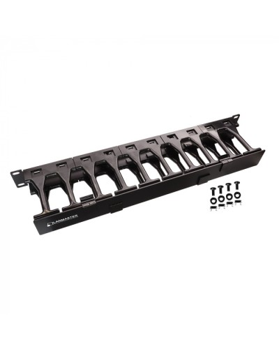 Кабельный органайзер 19 c пластиковыми пальцами глубиной 106 мм и крышкой, 1U LANMASTER (LAN-ORG-PF/S-1U) в Первоуральске Кабельные органайзеры Pintop.ru