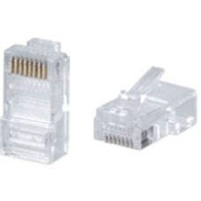 Разъем RJ-45(8P8C) под витую пару, категория 5e (50 µ"/ 50 микродюймов), универсальный (для одножильного и многожильного кабеля) (100 шт)