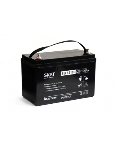 Бастион SKAT SB 12100 АКБ свинцово-кислотная тип AGM 12V 100Ач Iзар.30А, клеммы под болт М6 в Первоуральске Электротехническое оборудование Pintop.ru