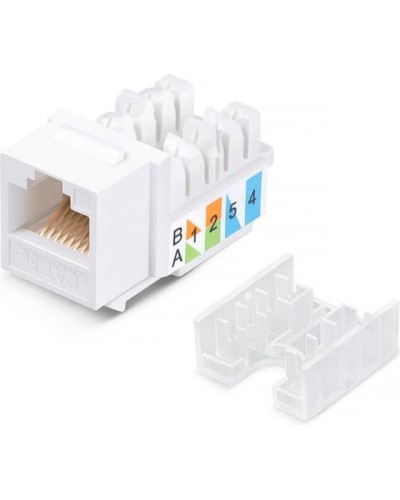 Модуль Keystone Jack RJ-45(8P8C), UTP неэкранированный, CAT 5e, тип 90 градусов, белый REXANT PRO 02-0064 в Первоуральске Модули Keystone Pintop.ru