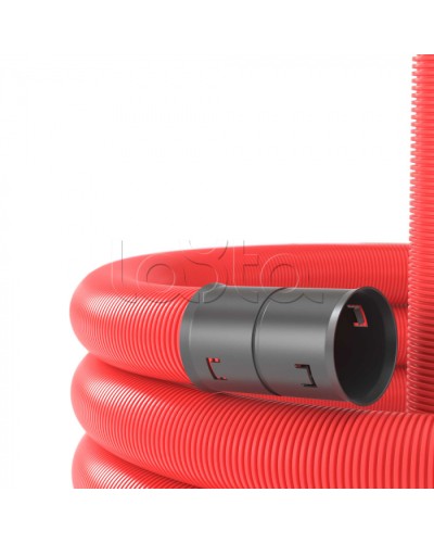 Двустенная труба ПНД D90мм без протяжки (50м уп) красная DKC (120990) в Первоуральске Труба гофрированная Pintop.ru