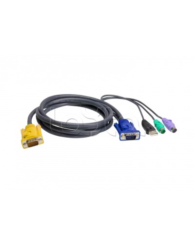 КВМ-кабель с интерфейсами PS/2, USB, VGA (1.8м) ATEN 2L-5302UP в Первоуральске Видеоусилители, Модуляторы, Делители Pintop.ru