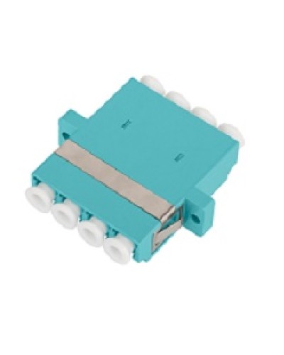 Адаптер NIKOMAX волоконно-оптический, соединительный, многомодовый, стандарта OM3, LC/UPC-LC/UPC, квадро, пластиковый, без шторки, с фланцами, аква, уп-ка 2шт. в Первоуральске Проходные адаптеры и розетки оптические Pintop.ru