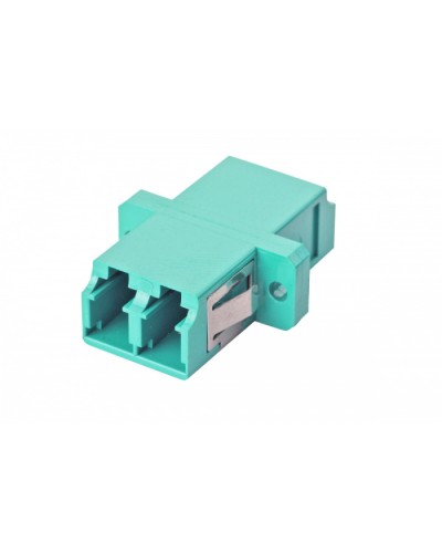 Оптический адаптер OM3, дуплекс LC, с фланцами, бирюзовый Eurolan (36A-30-2L-02AQ) в Первоуральске Проходные адаптеры и розетки оптические Pintop.ru