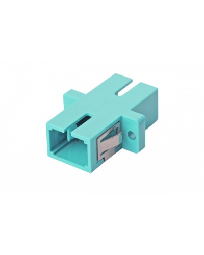 Оптический адаптер OM3, симплекс SC, с фланцами, бирюзовый Eurolan (36A-30-SC-02AQ) в Первоуральске Проходные адаптеры и розетки оптические Pintop.ru