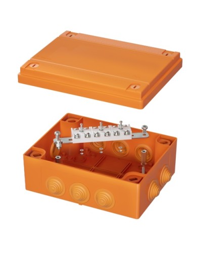 Коробка распределительная IP55, пластиковая с кабельными вводами и клеммниками 240х190х90мм DKC FSK41610 в Первоуральске Распределительные коробки Pintop.ru