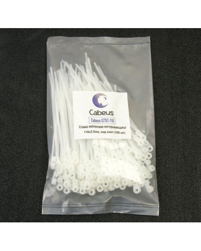 Стяжка нейлоновая неоткрывающаяся, безгалогенная (halogen free), 150x3.6мм, под винт (100 шт) Cabeus GTSC-150 в Первоуральске Стяжки-хомуты Pintop.ru