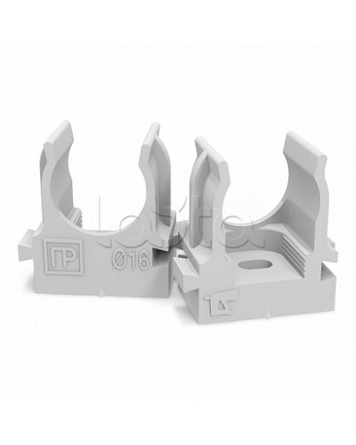 Крепеж-клипса для труб атмосферостойкая для монтажного пистолета серая в п/э d16 мм (100шт/1100шт уп/кор) Промрукав (PR13.0401) в Первоуральске Держатели, клипсы, скобы Pintop.ru