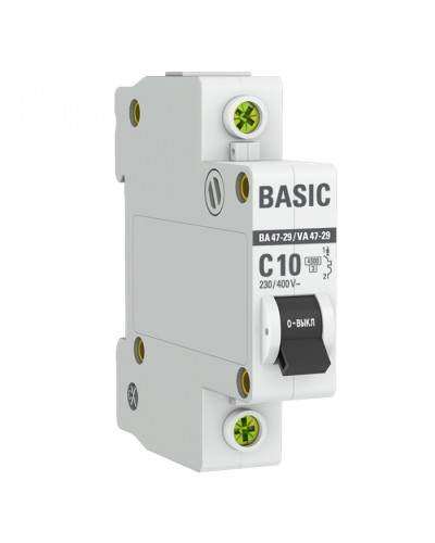 Автоматический выключатель 1P 10А (C) 4,5кА ВА 47-29 EKF Basic (mcb4729-1-10C) в Первоуральске Электротехническое оборудование Pintop.ru
