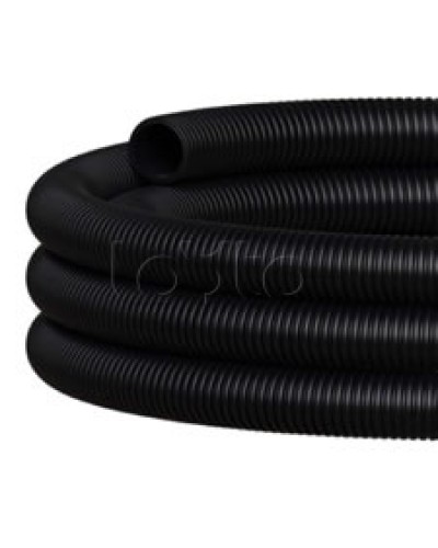 NR050 Двустен. труба ПНД гибкая откр. прокладки, SN26, с зондом, D50мм (50м) чёрный Экопласт (801050HFR-UF-BL) в Первоуральске Труба гофрированная Pintop.ru