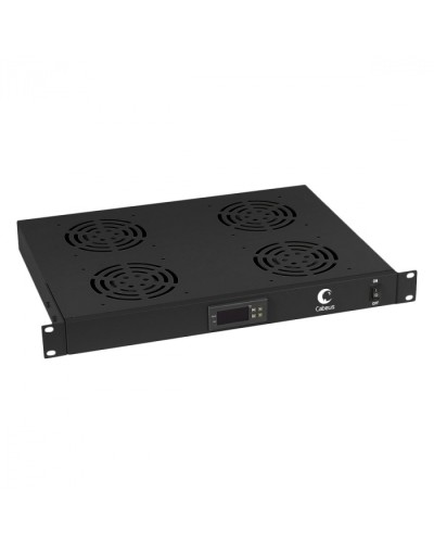 Панель вентиляционная с 4 вентиляторами с цифровым термодатчиком (черный) Cabeus JG03t-BK в Первоуральске Вентиляторные модули Pintop.ru