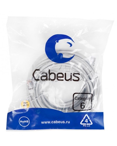 Патч-корд FTP, категория 6, F/UTP экранированный, LSZH, 15 м, серый Cabeus PC-FTP-RJ45-Cat.6-15m-LSZH в Первоуральске Патчкорды (медные) Pintop.ru