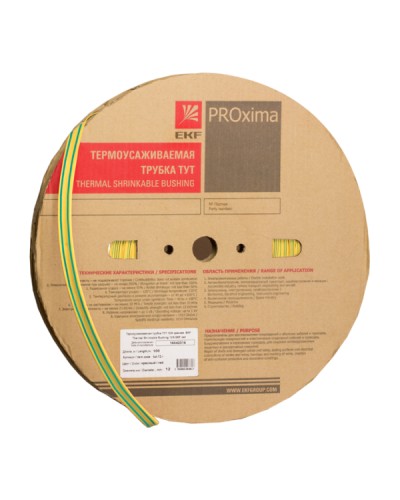 Термоусаживаемая трубка ТУТ нг 50/25 жел-зел рулон EKF PROxima (tut-50-yg) в Первоуральске Аксессуары для кабель-канала Pintop.ru