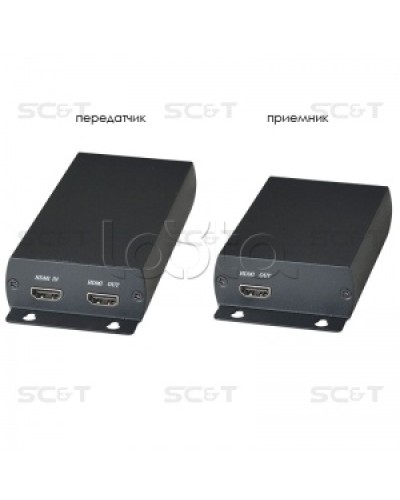 Комплект (передатчик + приёмник) для передачи HDMI по одному кабелю витой пары SC&T HE03 в Первоуральске Видеоусилители, Модуляторы, Делители Pintop.ru