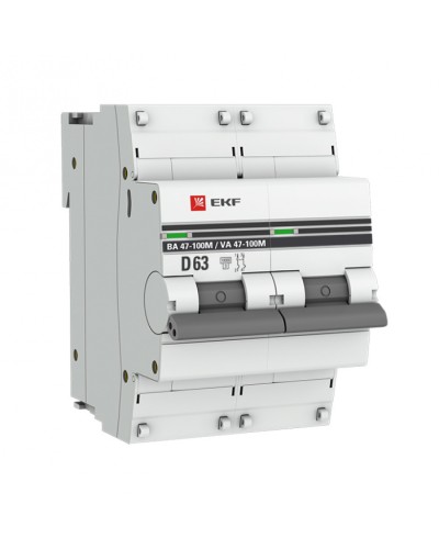 Автоматический выключатель 2P 63А (D) 10kA ВА 47-100M без теплового расцепителя EKF (mcb47100m-2-63D-pro) в Первоуральске Электротехническое оборудование Pintop.ru