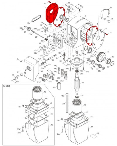 Правая крышка редуктора C-BX Came 119RICX026 в Первоуральске Запчасти для шлагбаумов и автоматики Pintop.ru